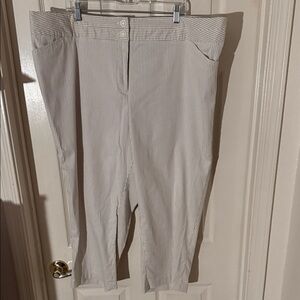 Light Khaki and White Pinstripe Cropped Pants